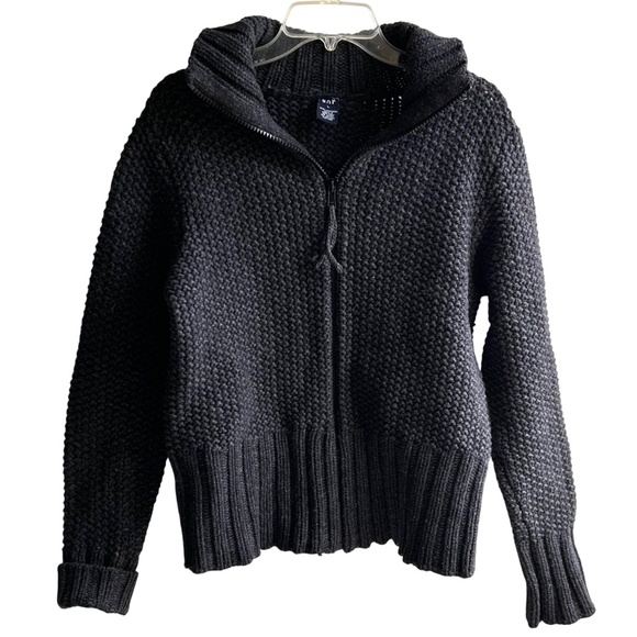 GAP Zipper Front Knit Lambswool Cardigan Sweater L - Picture 1 of 7